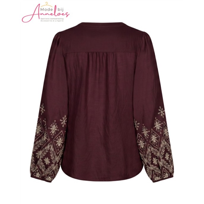 Red Button Blouse Embroidery SRB5152 Burgundy Red Button Blouse Embroidery SRB5152 Burgundy